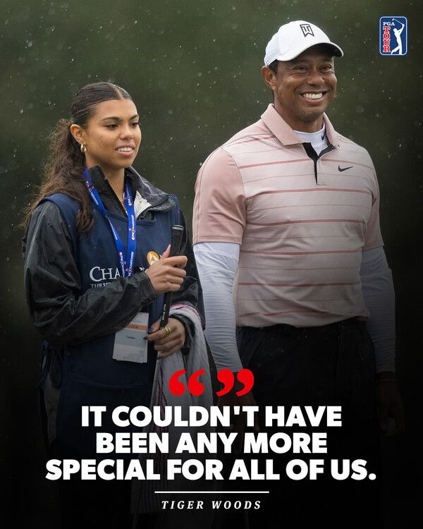 타이거 우즈(오른쪽)와 딸 샘. /PGA 투어 페이스북