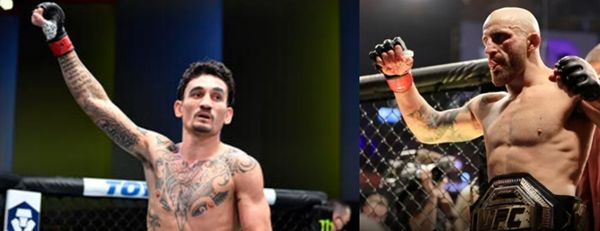 맥스 할로웨이(왼쪽)와 UFC 페더급 챔피언 알렉산더 볼카노프스키. / UFC, 연합뉴스 제공