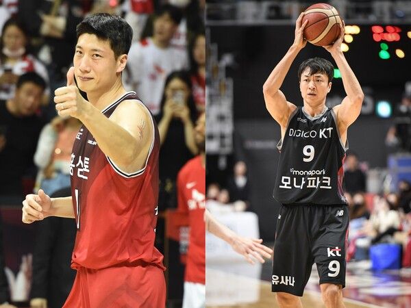 1984년생 동갑내기 양희종(왼쪽)과 김영환. /KBL 제공