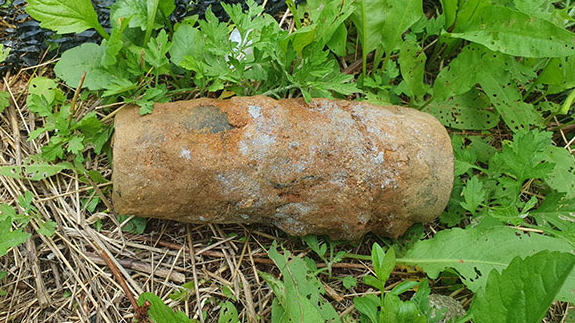 인천 공사장에서 발견된 75㎜ 대전차 예광탄 (사진=인천소방본부 제공)