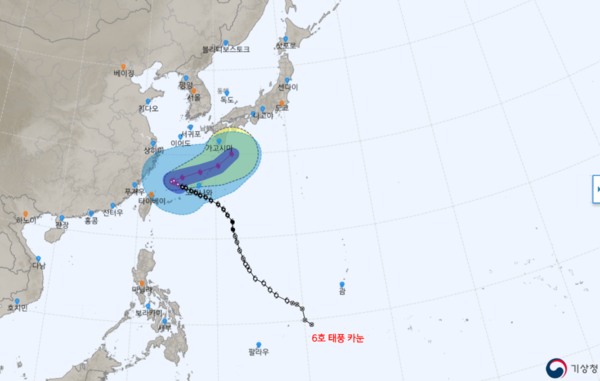 제6호 태풍 '카눈(KHANUN)' 상세 정보. / 기상청 갈무리&nbsp;