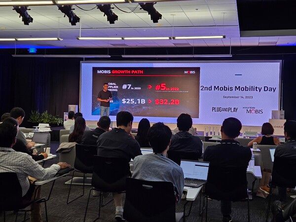 현대모비스가 미국 실리콘밸리에서 '제2회 모비스 모빌리티 데이’를 개최했다. 이 자리에는 스타트업 관계자, 투자자, 업계 전문가 등 200여명이 참석했다. / 현대모비스 제공&nbsp;