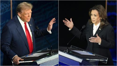 미국 대통령 후보 카멀라 해리스 부통령과 도널드 트럼프 전 대통령이 18일(현지시간) 미시간주에서 나란히 유세를 펼치며, 지지층을 공략했다. / 연합뉴스