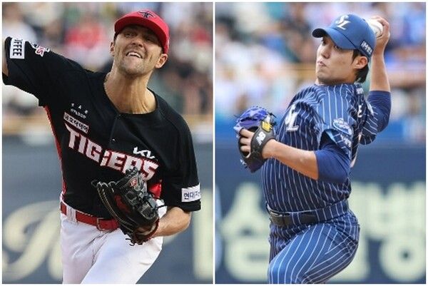 KIA 타이거즈 제임스 네일(왼쪽)과 삼성 라이온즈 원태인. /연합뉴스, 삼성 라이온즈 제공