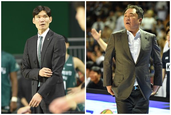 김주성 원주 DB 감독과 전창진 부산 KCC 감독. /KBL 제공