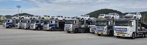 지난 10월 광주글로벌모터스의 전기차 ‘캐스퍼 EV’ 유럽 수출차량 장면. /광주글로벌모터스 제공