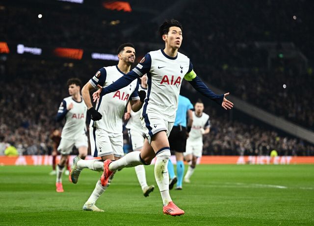 29일 오전(이하 한국 시각) 영국 런던의 토트넘 홋스퍼 스타디움에서 열린 2024-2025 유럽축구연맹(UEFA) 유로파리그(UEL) 리그 페이즈 5차전 홈 경기에서 선제골을 넣은 손흥민. /연합뉴스