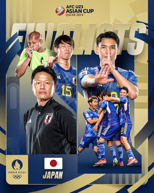 일본의 결승 진출 및 2024 파리 올림픽 출전을 알린 아시아축구연맹. /아시아축구연맹 소셜미디어