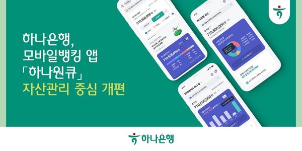 df하나은행의 모바일 앱인 '하나원큐'가 자산관리 중심으로 탈바꿈했다. /하나은행 제공