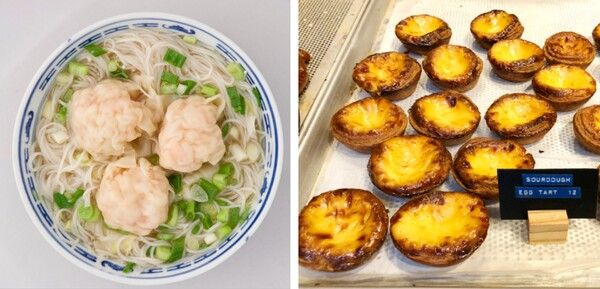 완탕면(왼쪽)과 에그타르트. /홍콩관광청 제공