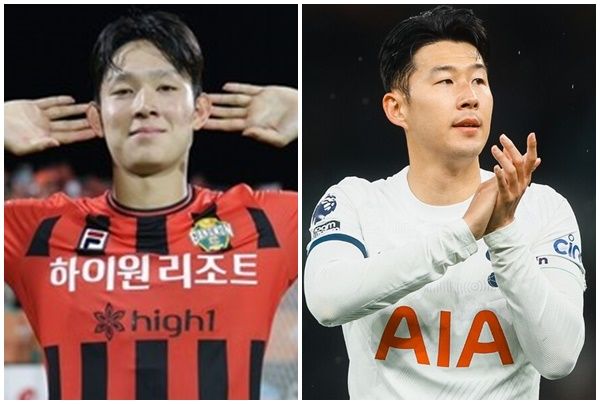 강원FC 양민혁(왼쪽)과 토트넘 손흥민. /한국프로축구연맹, 토트넘 페이스북