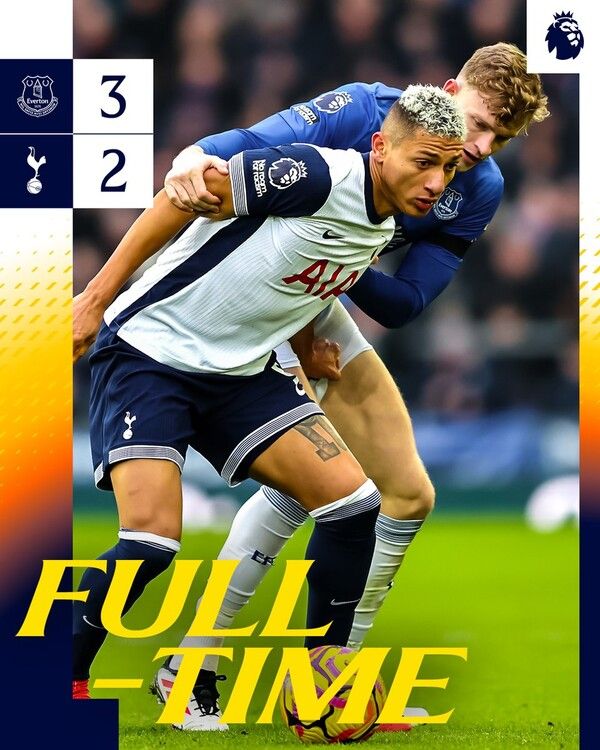 토트넘이 에버턴에 2-3으로 졌다. /토트넘 페이스북