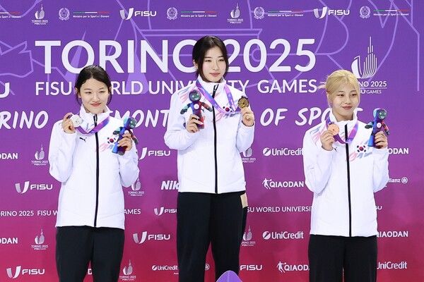 2025 제32회 토리노동계세계대학경기대회 쇼트트랙 여자 1500m 시상식. /대한체육회 제공