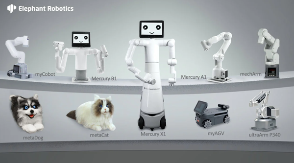 엘리펀트로보틱스(Elephant Robotics)는 AI 바이오닉 로봇펫 시리즈를 선보여 주목받았다. / 엘리펀트로보틱스