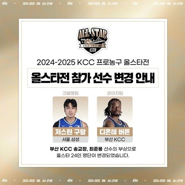 프로농구 올스타전 참가 선수 변경 안내. /KBL 제공