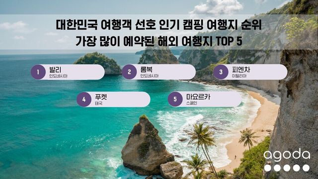대한민국 여행객 선호 인기 해외 캠핑 여행지 순위. /아고다 제공