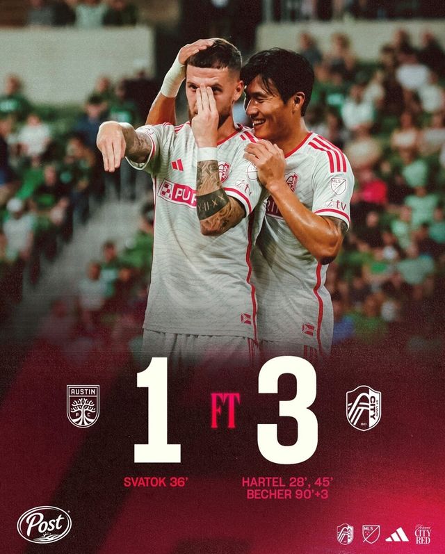 5일 미국 텍사스주 오스틴 Q2 스타디움에서 열린 2025 MLS 정규리그 서부 콘퍼런스 오스틴 원정 경기에서 3-1 승리를 거둔 세인트루이스 시티SC. /세인트루이스 시티SC 인스타그램