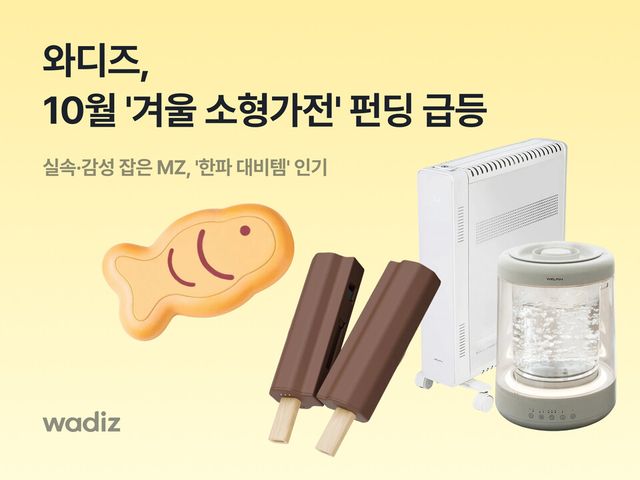 와디즈가 10월 한 달간 생활가전 펀딩 금액이 전년 동기 대비 약 2배(92%), 결제 건수는 약 3배(185%) 급등했다고 밝혔다./와디즈