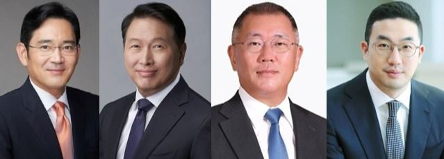 (왼쪽부터) 이재용 삼성전자 회장, 최태원 SK 회장, 정의선 현대차 회장, 구광모 LG 회장./각 사&nbsp;
