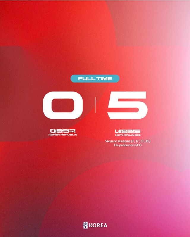 한국 여자축구 대표팀이 네덜란드에 0-5로 완패했다. /KFA 인스타그램