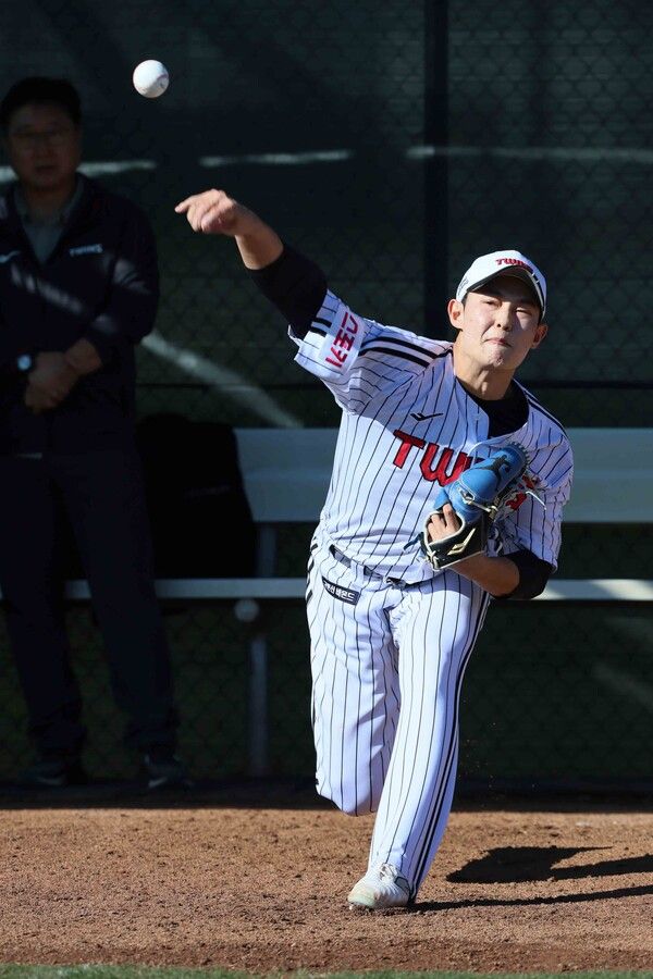 미국 애리조나 스프링캠프에서 훈련 중인 프로야구 LG 트윈스 김영우. /LG 트윈스 제공