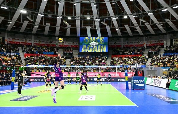 2월 21일 프로배구 V리그 여자부 흥국생명과 현대건설 경기가 펼쳐진 수원체육관. /한국배구연맹 제공