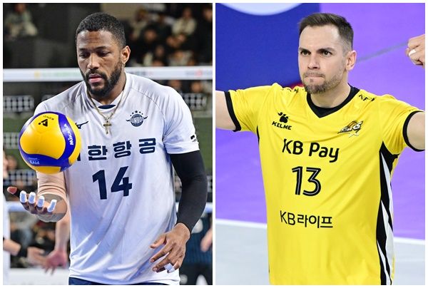 대한항공 요스바니(왼쪽)와 KB손해보험 비예나. /한국배구연맹 제공