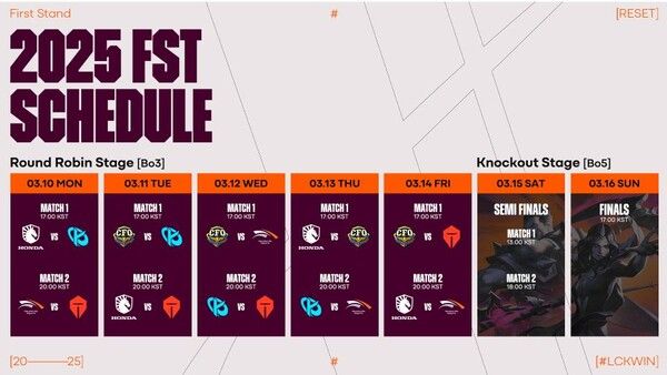 퍼스트 스탠드 일정 및 대진./라이엇게임즈