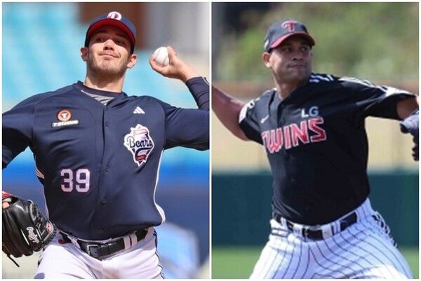 프로야구 두산 베어스 잭 로그(왼쪽), LG 트윈스 요니 치리노스. /두산 베어스, LG 트윈스 제공