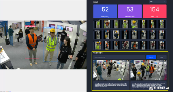 산업안전 기술을 제공하는 스타트업에 대한 관심이 높아지고 있다. 특정 객체가 담긴 영상을 검색하고 설명을 확인할 수 있는 멀티 모달 AI를 선보이는 모습./슈퍼브에이아이