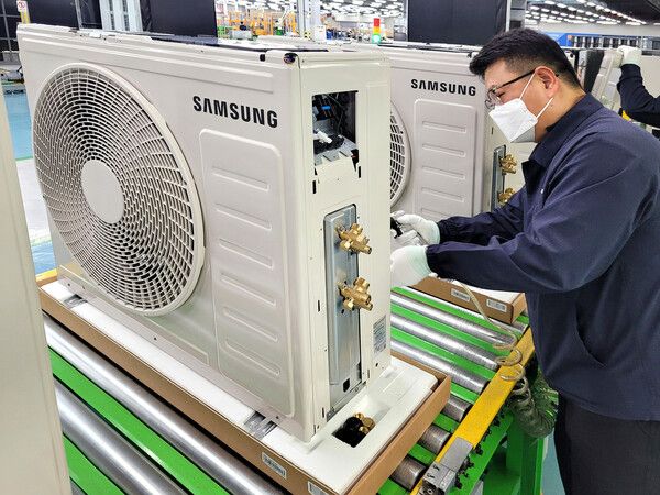 삼성전자가 에어컨 수요에 신속하게 대응하기 위해 AI 에어컨 생산라인을 풀가동하고 있다./삼성전자&nbsp;&nbsp;