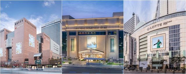 신세계백화점 강남점, 현대백화점 압구정점, 롯데백화점 본점(왼쪽부터) / 각사 제공&nbsp;