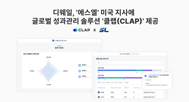 디웨일은 자동차 부품 제조 전문기업 에스엘 미국 지사에 상시 성과관리 솔루션 ‘클랩(CLAP)’을 제공했다./디웨일