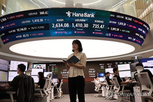 코스피가 15일 전장보다 19.21포인트(0.73%) 내린 2621.36으로 장을 마쳤다. /연합뉴스