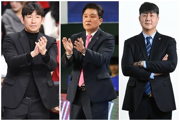 왼쪽부터 양동근 울산 현대모비스 감독과 유도훈 안양 정관장 감독, 손창환 고양 소노 감독. /KBL 제공