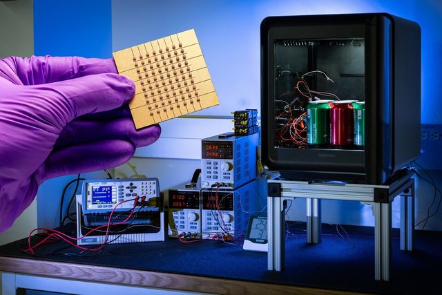 삼성전자와 존스홉킨스대학 연구팀이 개발한 나노 박막 펠티어 소자와 고효율 펠티어 냉장고./삼성전자&nbsp;