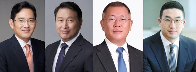 ​(왼쪽부터) 이재용 삼성전자 회장, 최태원 SK그룹 회장, 정의선 현대차그룹 회장, 구광모 LG그룹 회장. / 각 사 제공&nbsp;​