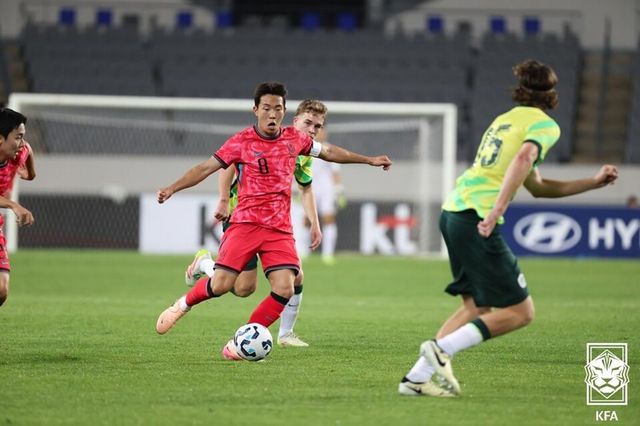 6월 5일 열린 호주 U-22 대표팀와 친선경기 당시 이승원. /KFA 제공