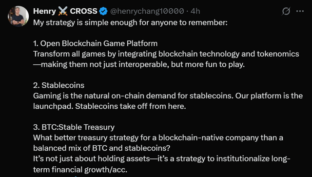 장현국 넥써쓰 대표가 11일 X (옛 트위터)플랫폼에&nbsp; 핵심 전략을 공개했다.&nbsp; /이미지=넥써쓰