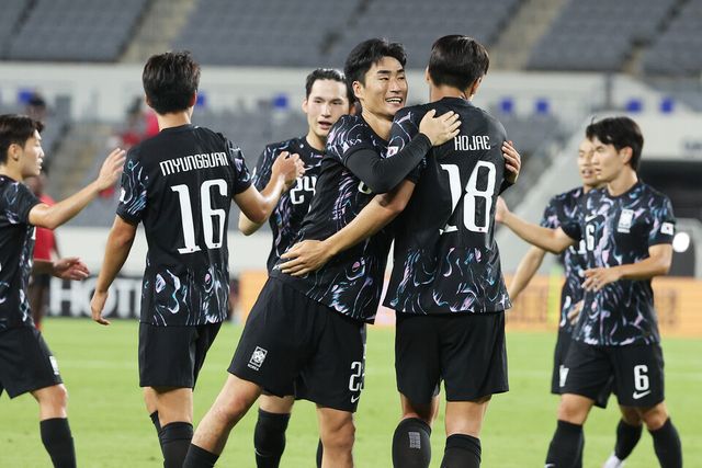 11일 용인 미르스타디움에서 열린 2025 동아시아축구연맹(EAFF) E-1 챔피언십(동아시안컵) 2차전서 홍콩에 2-0으로 승리한 한국. /연합뉴스