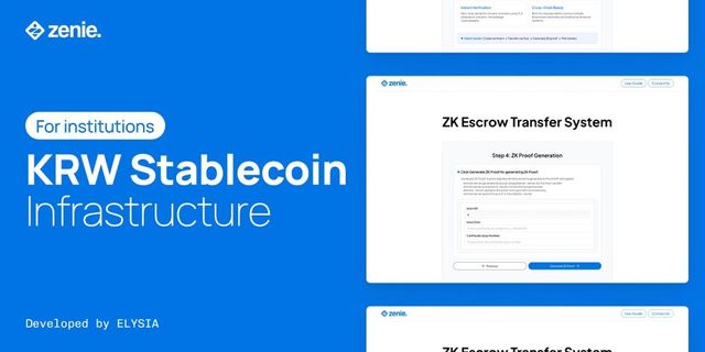 엘리시아가 14일 공개한 원화 스테이블코인 자동 발행 인프라 시스템. zkTLS 기반 WebProof 기술을 적용해 금융기관의 기존 시스템과 호환되도록 설계됐다. /이미지=엘리시아