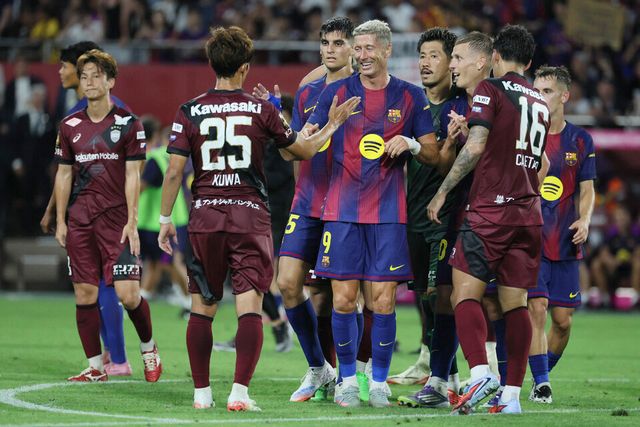  27일 일본 효고현 고베의 노에비어 스타디움에서 열린 J1리그(1부) 비셀 고베와 친선 경기에서 3-1로 승리한 FC바르셀로나. /연합뉴스