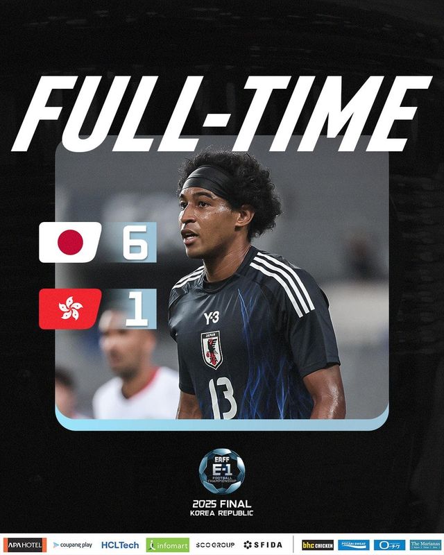 2025 EAFF E-1 챔피언십 남자부 1차전에서 홍콩에 6-1 대승을 거둔 일본. /EAFF SNS