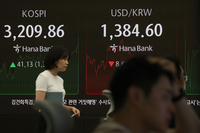 제롬 파월 미 연준 의장의 금리 인하 시사 발언이 불러온 훈풍 속에 코스피가 25일 3200선을 회복했다. / 사진=연합뉴스