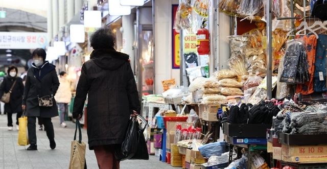 정부는 오는 15일부터 내수 경기 촉진을 위한 방안으로 신용·체크카드 사용 금액의 일부를 되돌려주는 '상생페이백' 제도를 시행한다. 사진은 서울의 한 전통시장. / 연합뉴스
