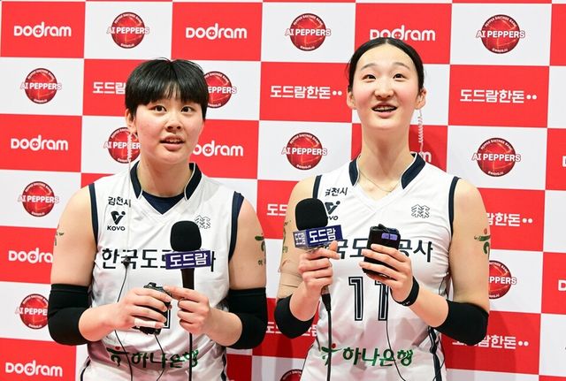 김다은(왼쪽)과 김세빈. /KOVO 제공