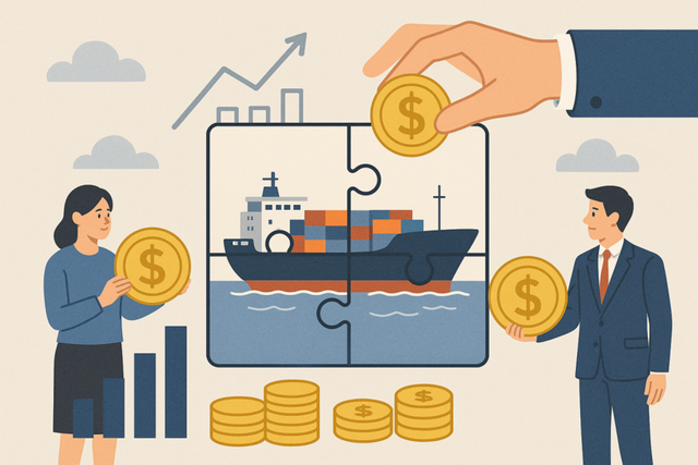 한국해양진흥공사가 연내 추진을 목표로 준비 중인 '선박 조각투자' 시범사업 관련 일러스트./챗GPT