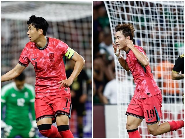 손흥민(왼쪽), 오현규. /대한축구협회 제공