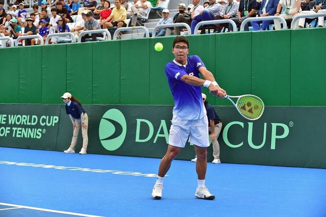12일 데이비스컵 경기에 나선 정현. /대한테니스협회 제공