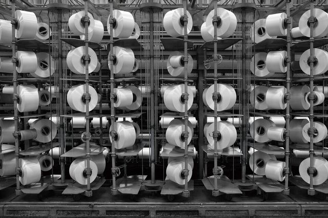 효성티앤씨 구미공장에서 생산되고 있는 친환경 섬유 리젠 폴리에스터./효성